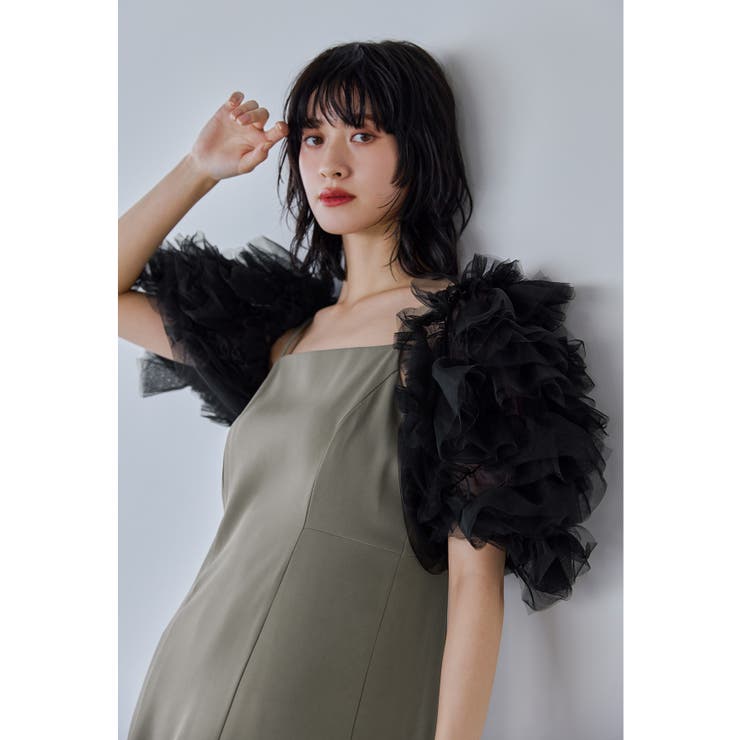 ブラック | niana ニアナ ミキシングフリルボレロ | Fashion Letter