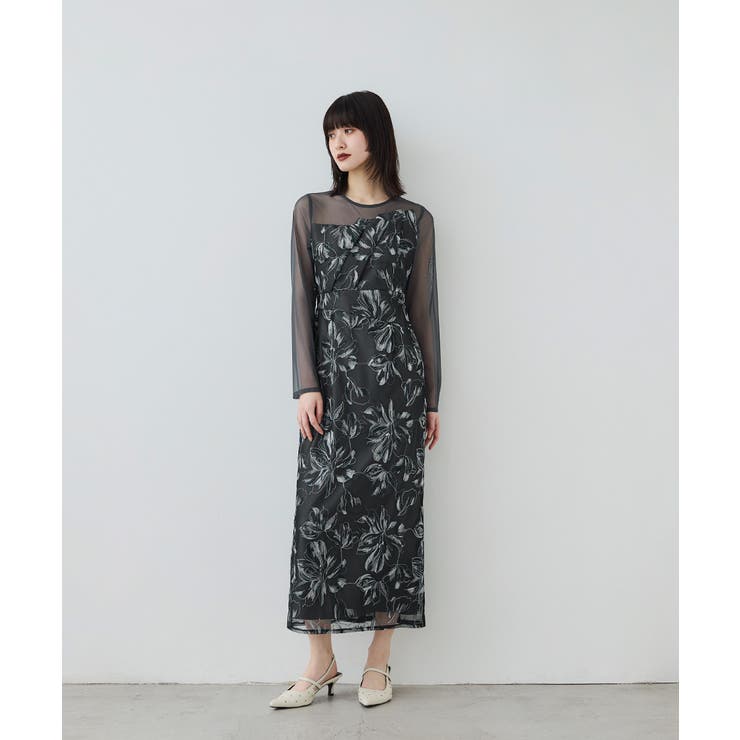 niana ニアナ プリーツフロントフラワードレス | Fashion Letter | 詳細画像3 