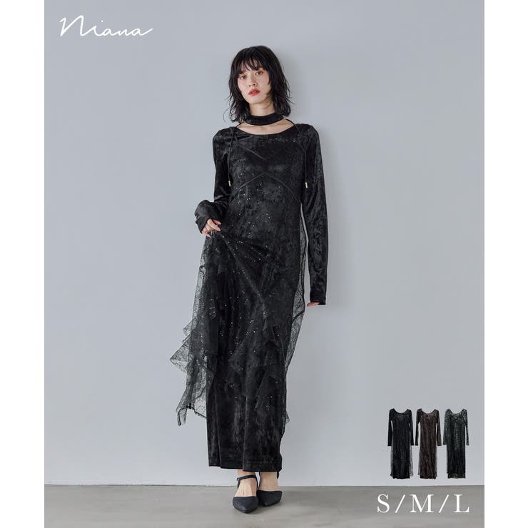 niana ニアナ スパークルレースベロアドレス | Fashion Letter | 詳細画像1 