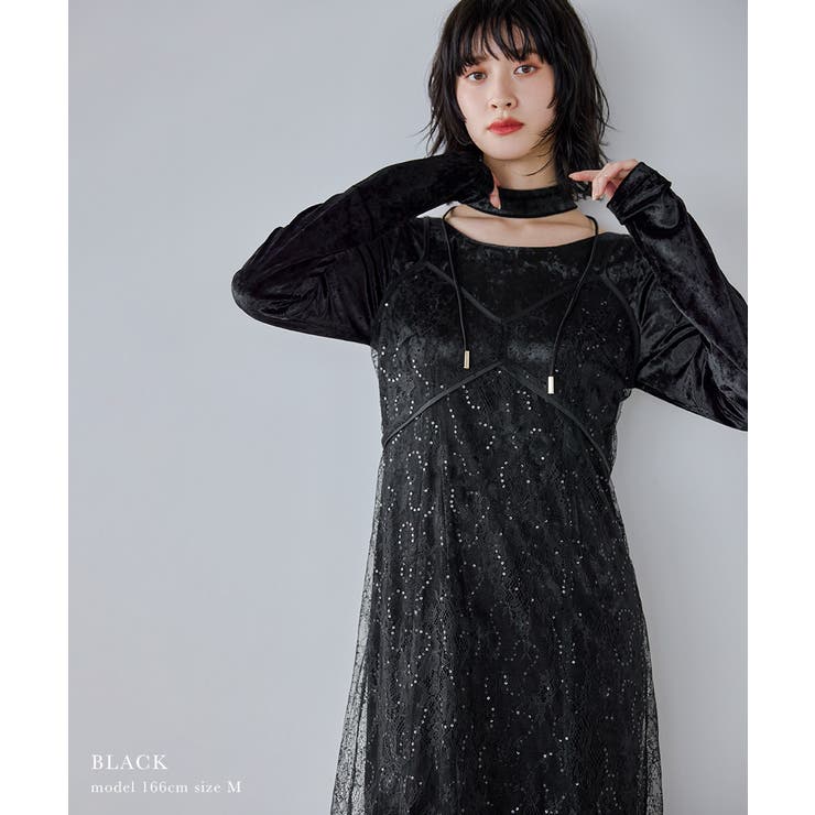 niana ニアナ スパークルレースベロアドレス | Fashion Letter | 詳細画像2 