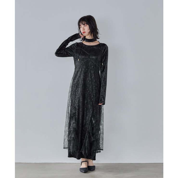 niana ニアナ スパークルレースベロアドレス | Fashion Letter | 詳細画像3 