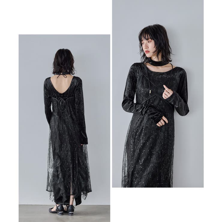 niana ニアナ スパークルレースベロアドレス | Fashion Letter | 詳細画像4 