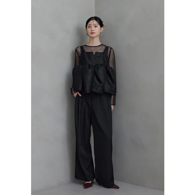 ブラック | niana ニアナ レースペプラムビスチェオーバーレイセットアップドレス | Fashion Letter