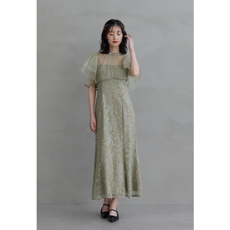 グリーン | niana ニアナ ボレロセットフラワースパンコールドレス | Fashion Letter