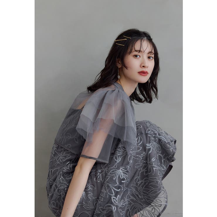 チャコール | niana ニアナ ボレロセットフラワースパンコールドレス | Fashion Letter