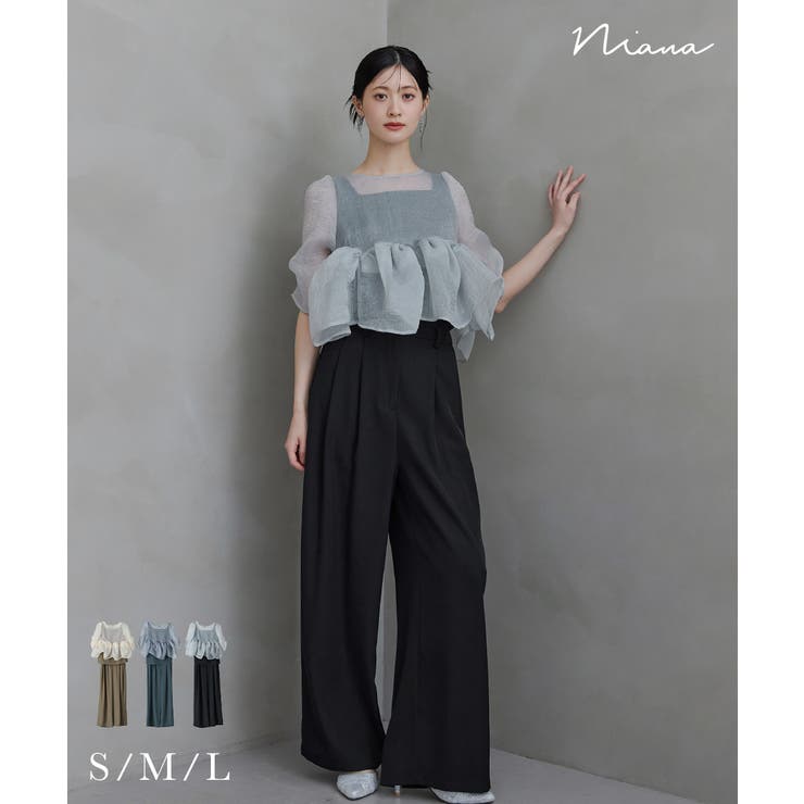 niana ニアナ オーガンザペプラムトップスセットアップドレス | Fashion Letter | 詳細画像1 