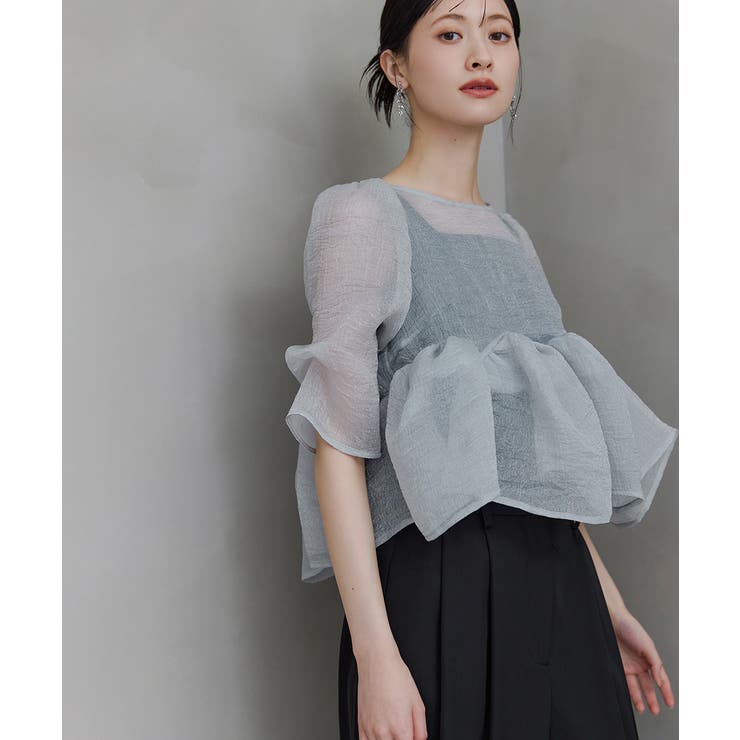 niana ニアナ オーガンザペプラムトップスセットアップドレス | Fashion Letter | 詳細画像3 