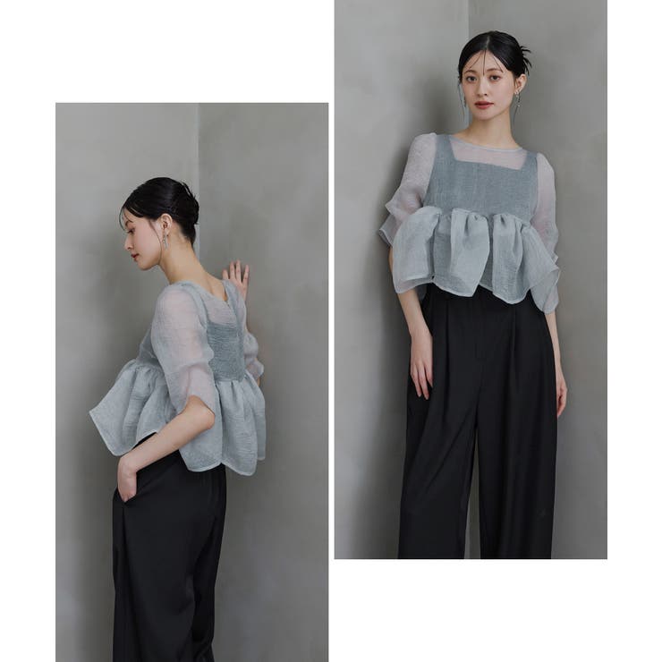 niana ニアナ オーガンザペプラムトップスセットアップドレス | Fashion Letter | 詳細画像4 