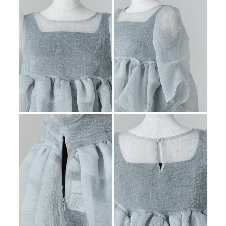 niana ニアナ オーガンザペプラムトップスセットアップドレス | Fashion Letter | 詳細画像16 