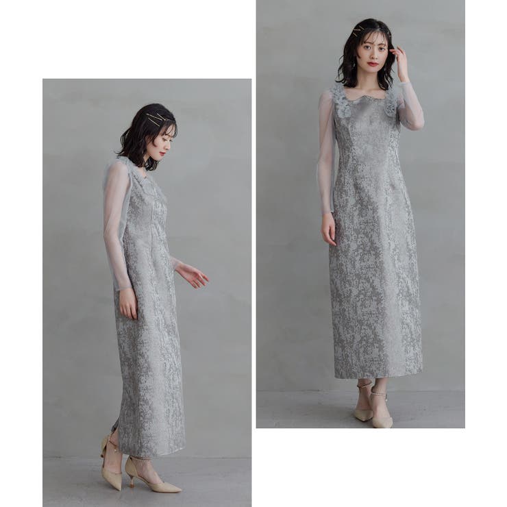 niana ニアナ ショルダーフリルジャガードドレス | Fashion Letter | 詳細画像4 