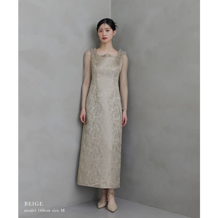 niana ニアナ ショルダーフリルジャガードドレス | Fashion Letter | 詳細画像8 