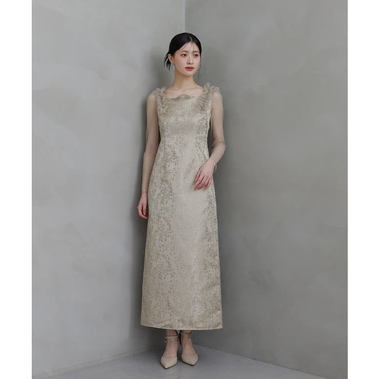 niana ニアナ ショルダーフリルジャガードドレス | Fashion Letter | 詳細画像11 