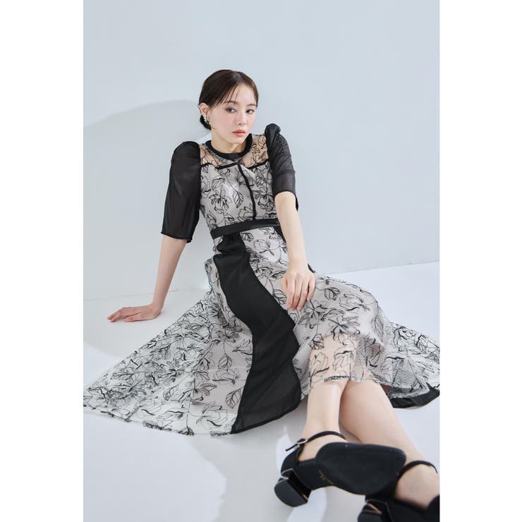 ブラック | niana ニアナ スイッチングパターンドレス | Fashion Letter