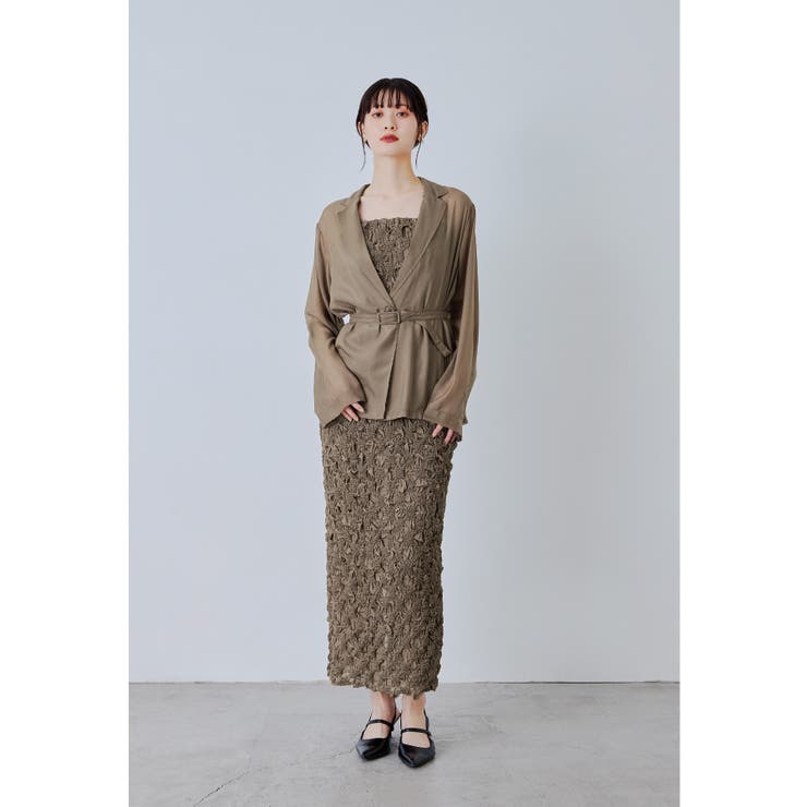 キャメル | niana ニアナ シャーリングレイヤードドレスセット | Fashion Letter