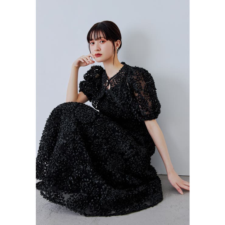 niana ブラック刺繍ロングドレス niana ニアナ ブルームノアールドレス[品番：FT000011140]｜Fashion