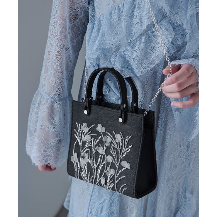 niana ニアナ ボタニカル刺繍ラメハンドバッグ | Fashion Letter | 詳細画像7 