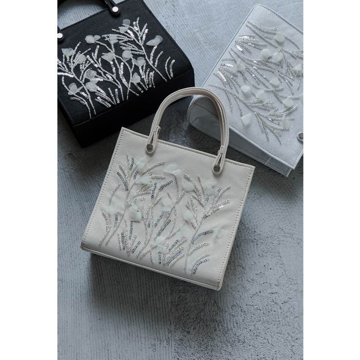ベージュ | niana ニアナ ボタニカル刺繍ラメハンドバッグ | Fashion Letter