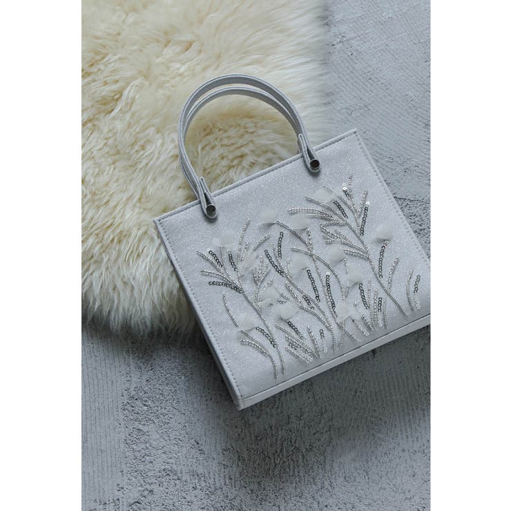 シルバー | niana ニアナ ボタニカル刺繍ラメハンドバッグ | Fashion Letter