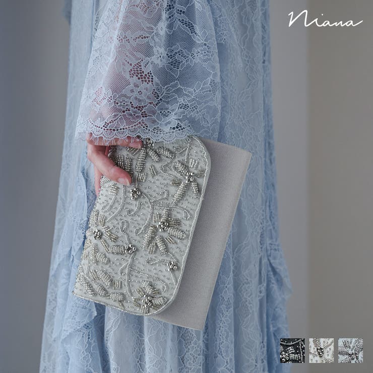 niana ニアナ フラワービーズ刺繍クラッチバッグ | Fashion Letter | 詳細画像1 