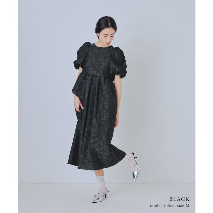 niana ニアナ バブルスリーブジャガードドレス | Fashion Letter | 詳細画像15 