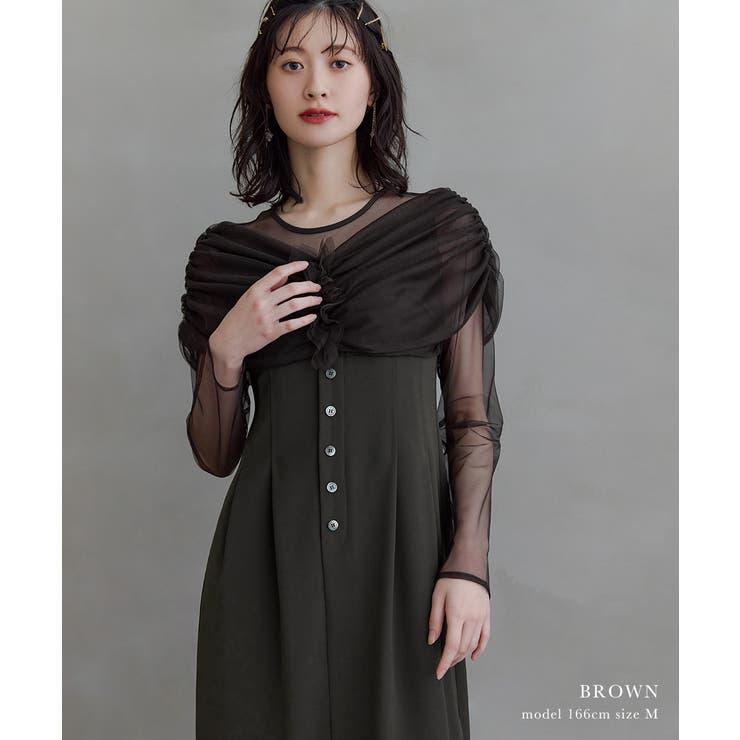 niana ニアナ シアーギャザーカラムドレス | Fashion Letter | 詳細画像7 