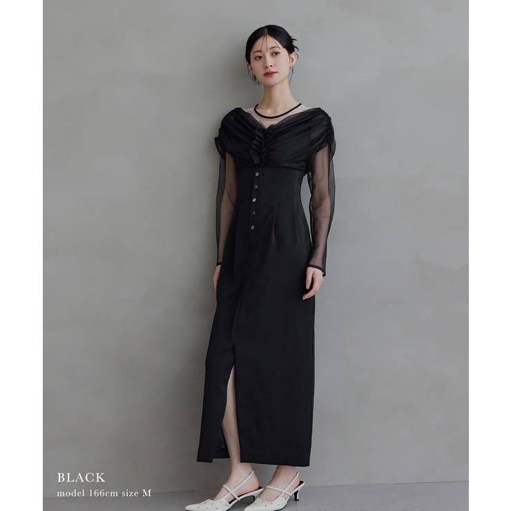 niana ニアナ シアーギャザーカラムドレス | Fashion Letter | 詳細画像13 