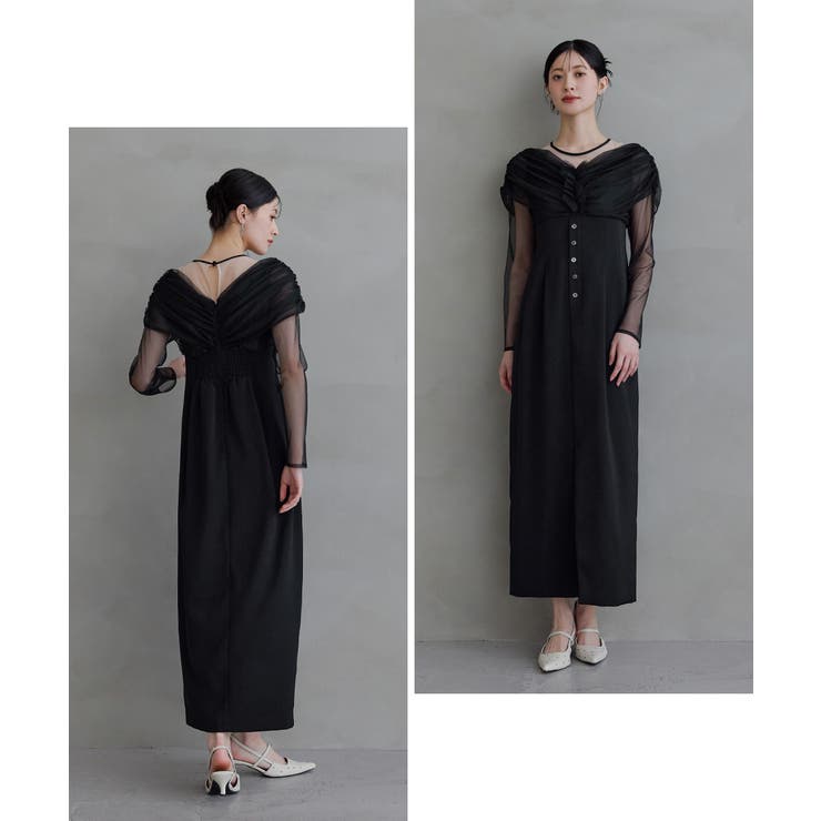 niana ニアナ シアーギャザーカラムドレス | Fashion Letter | 詳細画像15 