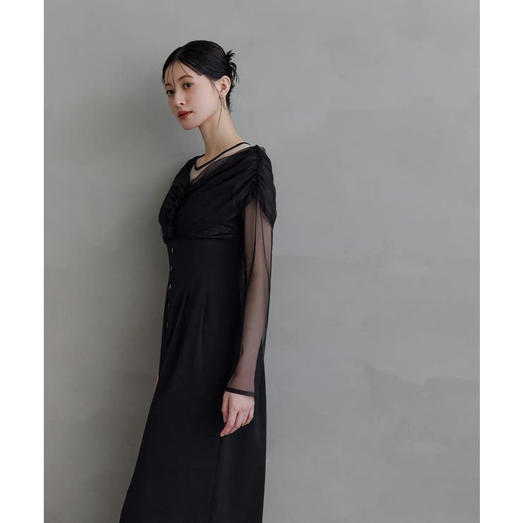 niana ニアナ シアーギャザーカラムドレス | Fashion Letter | 詳細画像16 