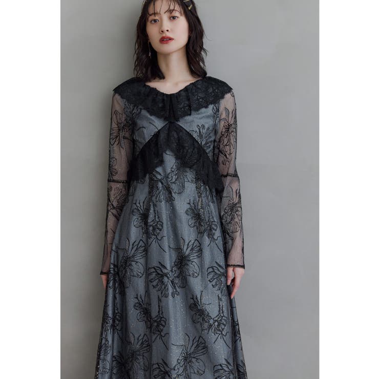 グレー | niana ニアナ クロスレースフラワードレス | Fashion Letter