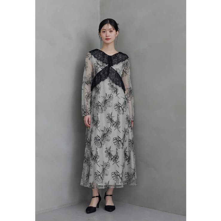 ベージュ | niana ニアナ クロスレースフラワードレス | Fashion Letter