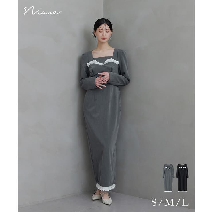 niana ニアナ フリルトリムロングドレス | Fashion Letter | 詳細画像1 