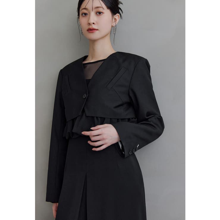 ブラック | niana ニアナ スラッシュポケットクロップドジャケット | Fashion Letter