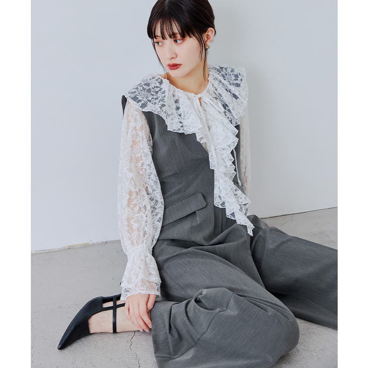 niana ニアナ レースラッフルオールインワンドレス | Fashion Letter | 詳細画像6 