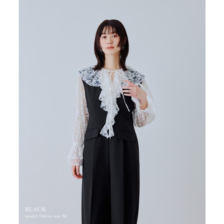 niana ニアナ レースラッフルオールインワンドレス | Fashion Letter | 詳細画像7 