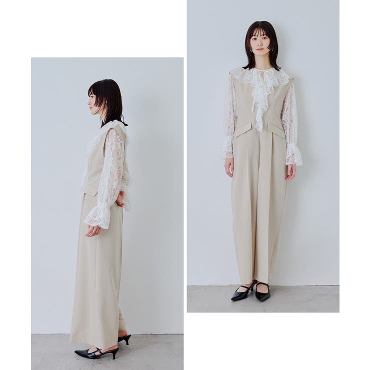 niana ニアナ レースラッフルオールインワンドレス | Fashion Letter | 詳細画像14 