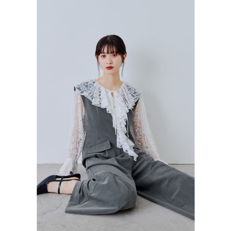 グレー | niana ニアナ レースラッフルオールインワンドレス | Fashion Letter