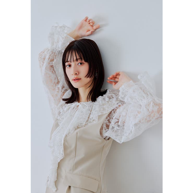 ベージュ | niana ニアナ レースラッフルオールインワンドレス | Fashion Letter