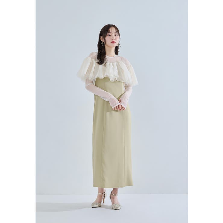 イエロー | niana ニアナ フローティングラッフルマルチスリーブドレス | Fashion Letter
