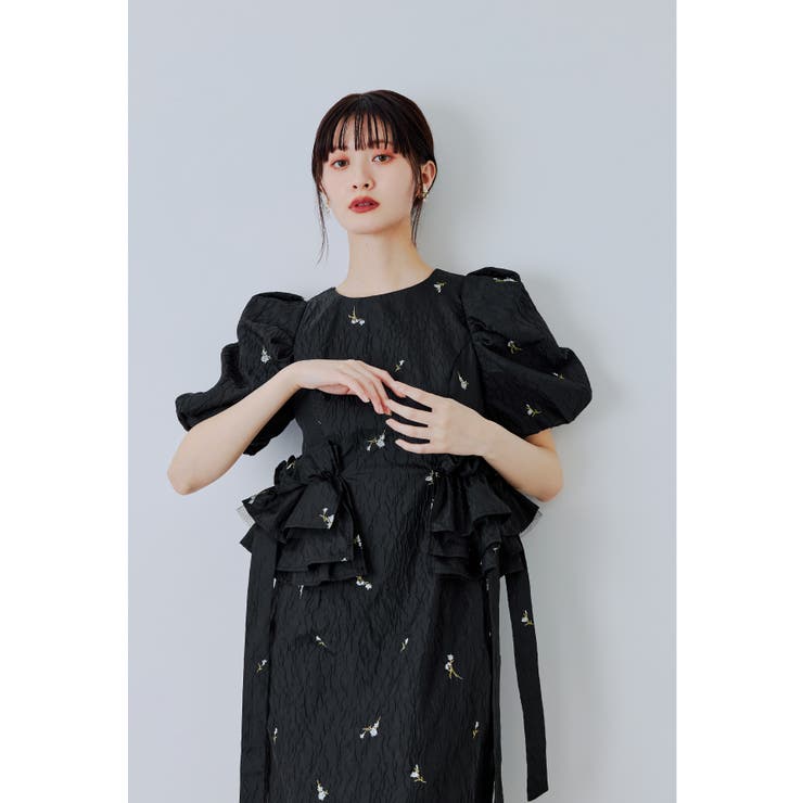 ブラック | niana ニアナ ブロッサムフリルドレス | Fashion Letter