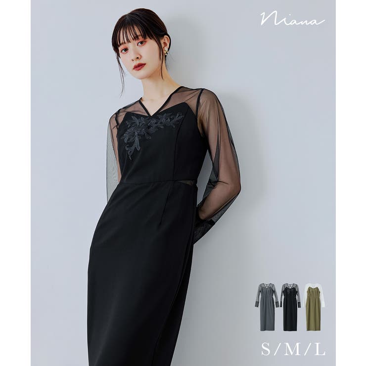 niana ニアナ 刺繍パネルアクセントドレス | Fashion Letter | 詳細画像1 