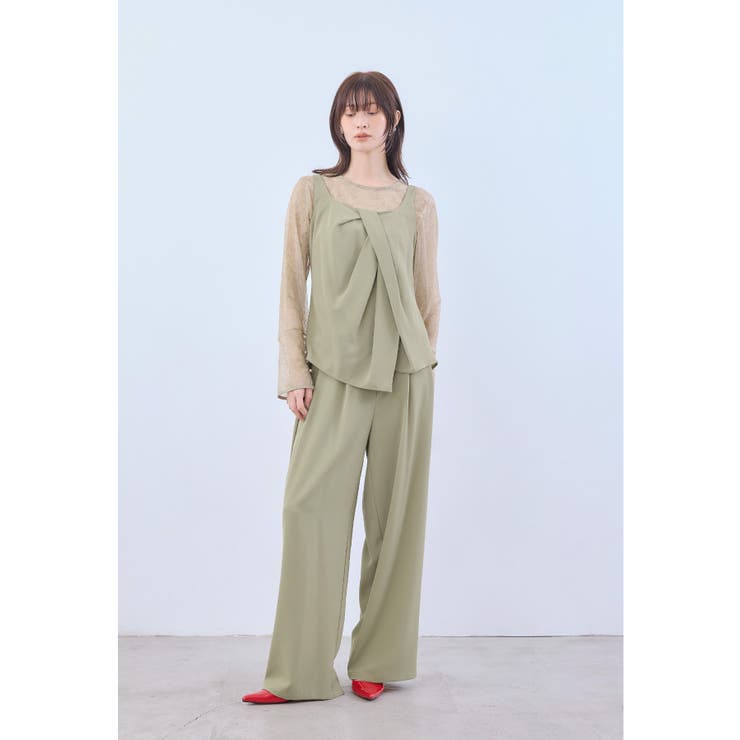 イエロー | niana ニアナ オブリーククロストップスセットアップドレス | Fashion Letter