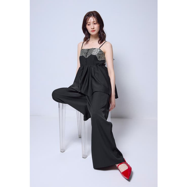 ブラック | niana ニアナ ロマンティックレースセットアップドレス | Fashion Letter