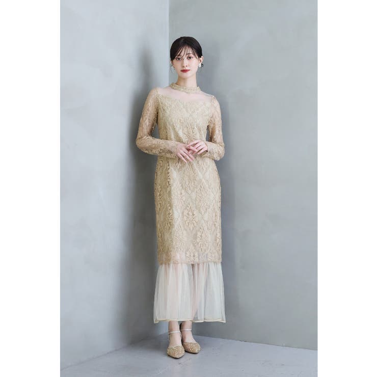 ベージュ | niana ニアナ ミディスカラップレースドレス | Fashion Letter