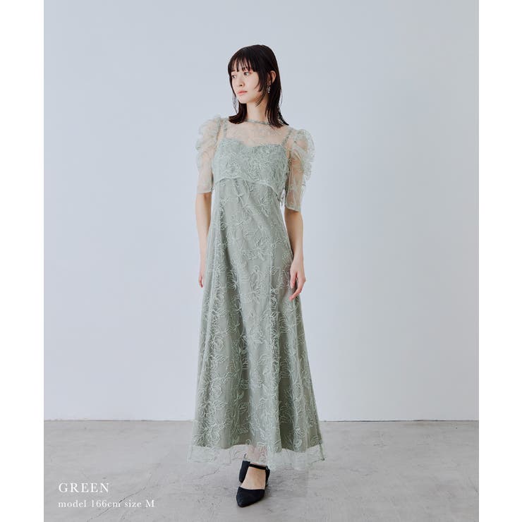 二アナ レイヤードレースドレス niana ニアナ シアーレースボレロセットドレス[品番：FT000011172