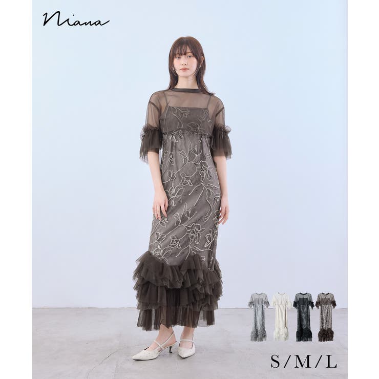 niana ニアナ エンブロイダリーフリルセットドレス | Fashion Letter | 詳細画像1 