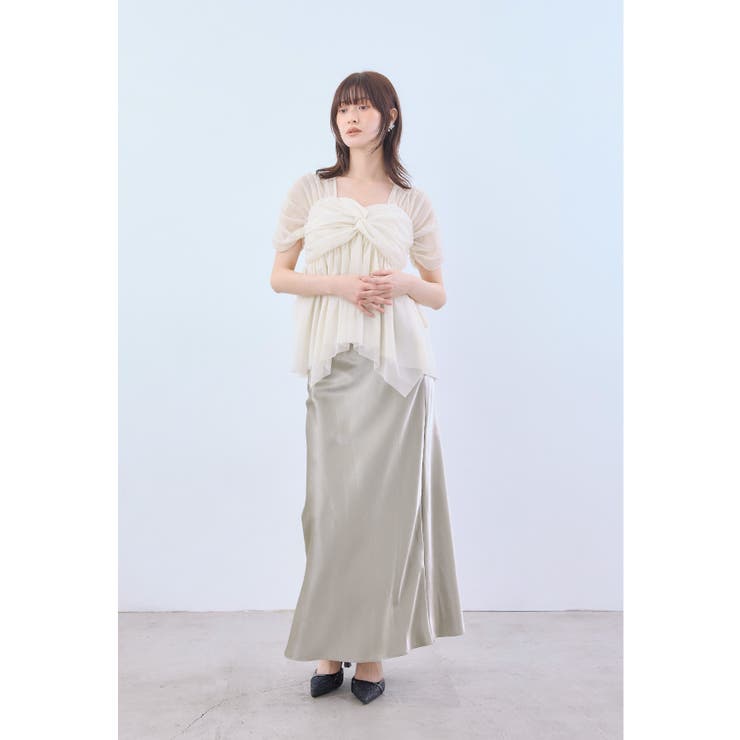 ベージュ | niana ニアナ サテンナロースカートセットアップ | Fashion Letter