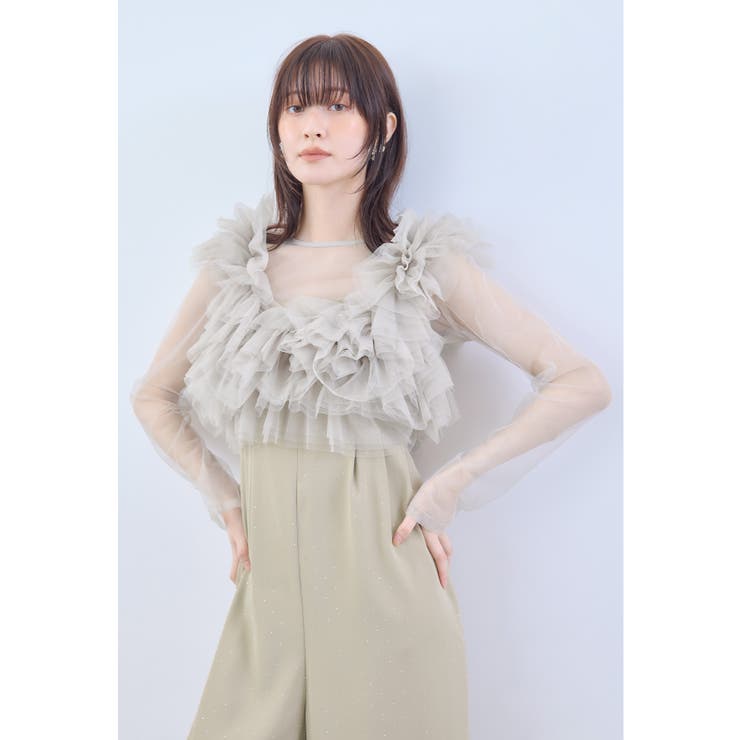 ベージュ | niana ニアナ ボリュームチュールオールインワン | Fashion Letter