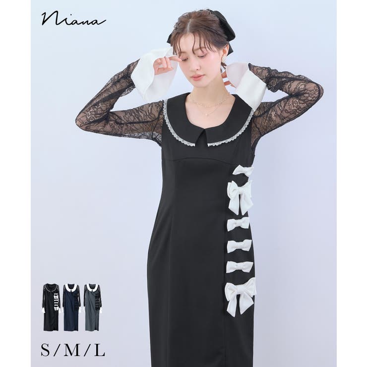 niana ニアナ ミックスリボンラインドレス | Fashion Letter | 詳細画像1 