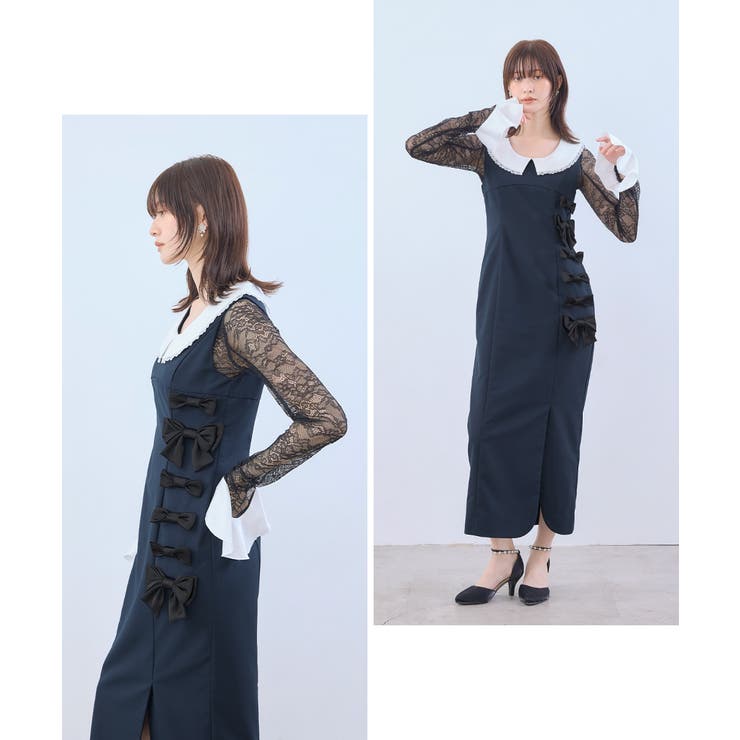 niana ニアナ ミックスリボンラインドレス | Fashion Letter | 詳細画像9 