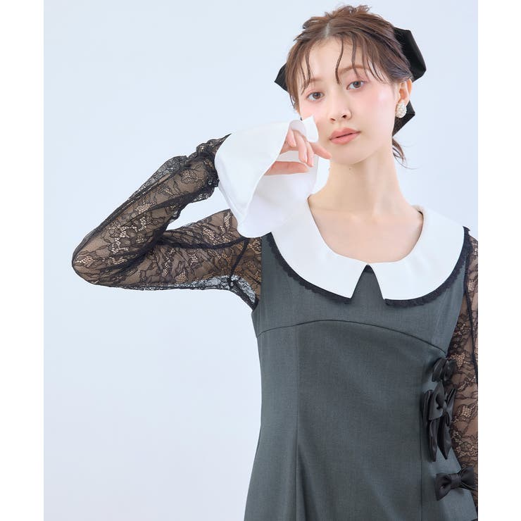 niana ニアナ ミックスリボンラインドレス | Fashion Letter | 詳細画像13 